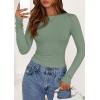 imagePRETTYGARDEN Long Sleeve Shirts for Women 2025 Fall Going Out Tops Casual Ribbed Knit Slim Fitted Basic Tees Y2K ClothesSage Green