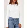 imagePRETTYGARDEN Long Sleeve Shirts for Women 2025 Fall Going Out Tops Casual Ribbed Knit Slim Fitted Basic Tees Y2K ClothesWhite