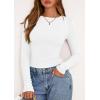 imagePRETTYGARDEN Long Sleeve Shirts for Women 2025 Fall Going Out Tops Casual Ribbed Knit Slim Fitted Basic Tees Y2K ClothesWhite
