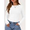 imagePRETTYGARDEN Long Sleeve Shirts for Women 2025 Fall Going Out Tops Casual Ribbed Knit Slim Fitted Basic Tees Y2K ClothesWhite