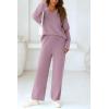 imagePRETTYGARDEN Lounge Sets for Women Two Piece Sweaters Pajama Set Fall Fashion 2025 Loungewear Outfits Matching Winter ClothesBean Paste Purple
