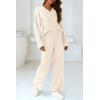 imagePRETTYGARDEN Lounge Sets for Women Two Piece Sweaters Pajama Set Fall Fashion 2025 Loungewear Outfits Matching Winter ClothesBeige
