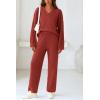 imagePRETTYGARDEN Lounge Sets for Women Two Piece Sweaters Pajama Set Fall Fashion 2025 Loungewear Outfits Matching Winter ClothesBrick Red