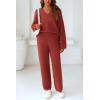 imagePRETTYGARDEN Lounge Sets for Women Two Piece Sweaters Pajama Set Fall Fashion 2025 Loungewear Outfits Matching Winter ClothesBrick Red