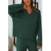 imagePRETTYGARDEN Lounge Sets for Women Two Piece Sweaters Pajama Set Fall Fashion 2025 Loungewear Outfits Matching Winter ClothesDark Green