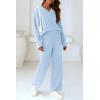 imagePRETTYGARDEN Lounge Sets for Women Two Piece Sweaters Pajama Set Fall Fashion 2025 Loungewear Outfits Matching Winter ClothesSky Blue