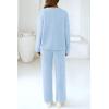 imagePRETTYGARDEN Lounge Sets for Women Two Piece Sweaters Pajama Set Fall Fashion 2025 Loungewear Outfits Matching Winter ClothesSky Blue
