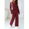 imagePRETTYGARDEN Lounge Sets for Women Two Piece Sweaters Pajama Set Fall Fashion 2025 Loungewear Outfits Matching Winter ClothesWine Red