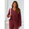 imagePRETTYGARDEN Lounge Sets for Women Two Piece Sweaters Pajama Set Fall Fashion 2025 Loungewear Outfits Matching Winter ClothesWine Red