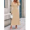 imagePRETTYGARDEN Women Sweater Dress Fall Fashion 2025 Long Sleeve V Neck Ribbed Knit Pleated A Line Elegant Maxi Winter DressesBeige
