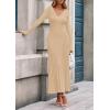 imagePRETTYGARDEN Women Sweater Dress Fall Fashion 2025 Long Sleeve V Neck Ribbed Knit Pleated A Line Elegant Maxi Winter DressesBeige