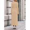 imagePRETTYGARDEN Women Sweater Dress Fall Fashion 2025 Long Sleeve V Neck Ribbed Knit Pleated A Line Elegant Maxi Winter DressesBeige