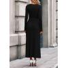 imagePRETTYGARDEN Women Sweater Dress Fall Fashion 2025 Long Sleeve V Neck Ribbed Knit Pleated A Line Elegant Maxi Winter DressesBlack