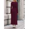 imagePRETTYGARDEN Women Sweater Dress Fall Fashion 2025 Long Sleeve V Neck Ribbed Knit Pleated A Line Elegant Maxi Winter DressesBurgundy
