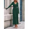 imagePRETTYGARDEN Women Sweater Dress Fall Fashion 2025 Long Sleeve V Neck Ribbed Knit Pleated A Line Elegant Maxi Winter DressesDark Green