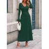 imagePRETTYGARDEN Women Sweater Dress Fall Fashion 2025 Long Sleeve V Neck Ribbed Knit Pleated A Line Elegant Maxi Winter DressesDark Green
