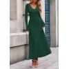 imagePRETTYGARDEN Women Sweater Dress Fall Fashion 2025 Long Sleeve V Neck Ribbed Knit Pleated A Line Elegant Maxi Winter DressesDark Green