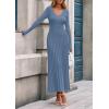 imagePRETTYGARDEN Women Sweater Dress Fall Fashion 2025 Long Sleeve V Neck Ribbed Knit Pleated A Line Elegant Maxi Winter DressesDusty Blue