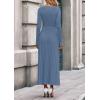 imagePRETTYGARDEN Women Sweater Dress Fall Fashion 2025 Long Sleeve V Neck Ribbed Knit Pleated A Line Elegant Maxi Winter DressesDusty Blue