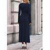 imagePRETTYGARDEN Women Sweater Dress Fall Fashion 2025 Long Sleeve V Neck Ribbed Knit Pleated A Line Elegant Maxi Winter DressesNavy Blue
