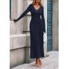 imagePRETTYGARDEN Women Sweater Dress Fall Fashion 2025 Long Sleeve V Neck Ribbed Knit Pleated A Line Elegant Maxi Winter DressesNavy Blue