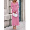 imagePRETTYGARDEN Women Sweater Dress Fall Fashion 2025 Long Sleeve V Neck Ribbed Knit Pleated A Line Elegant Maxi Winter DressesPink