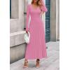 imagePRETTYGARDEN Women Sweater Dress Fall Fashion 2025 Long Sleeve V Neck Ribbed Knit Pleated A Line Elegant Maxi Winter DressesPink