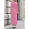 imagePRETTYGARDEN Women Sweater Dress Fall Fashion 2025 Long Sleeve V Neck Ribbed Knit Pleated A Line Elegant Maxi Winter DressesPink