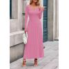 imagePRETTYGARDEN Women Sweater Dress Fall Fashion 2025 Long Sleeve V Neck Ribbed Knit Pleated A Line Elegant Maxi Winter DressesPink