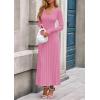 imagePRETTYGARDEN Women Sweater Dress Fall Fashion 2025 Long Sleeve V Neck Ribbed Knit Pleated A Line Elegant Maxi Winter DressesPink