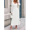 imagePRETTYGARDEN Women Sweater Dress Fall Fashion 2025 Long Sleeve V Neck Ribbed Knit Pleated A Line Elegant Maxi Winter DressesWhite
