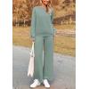 imagePRETTYGARDEN Womens 2025 Fall 2 Piece Outfits Long Sleeve Pullover Tops Wide Leg Pants Matching Lounge Sets Fashion ClothingBean Green