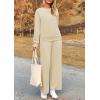imagePRETTYGARDEN Womens 2025 Fall 2 Piece Outfits Long Sleeve Pullover Tops Wide Leg Pants Matching Lounge Sets Fashion ClothingBeige