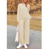 imagePRETTYGARDEN Womens 2025 Fall 2 Piece Outfits Long Sleeve Pullover Tops Wide Leg Pants Matching Lounge Sets Fashion ClothingBeige