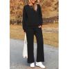 imagePRETTYGARDEN Womens 2025 Fall 2 Piece Outfits Long Sleeve Pullover Tops Wide Leg Pants Matching Lounge Sets Fashion ClothingBlack