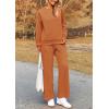imagePRETTYGARDEN Womens 2025 Fall 2 Piece Outfits Long Sleeve Pullover Tops Wide Leg Pants Matching Lounge Sets Fashion ClothingBrown Orange