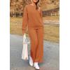 imagePRETTYGARDEN Womens 2025 Fall 2 Piece Outfits Long Sleeve Pullover Tops Wide Leg Pants Matching Lounge Sets Fashion ClothingBrown Orange