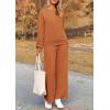 imagePRETTYGARDEN Womens 2025 Fall 2 Piece Outfits Long Sleeve Pullover Tops Wide Leg Pants Matching Lounge Sets Fashion ClothingBrown Orange