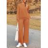 imagePRETTYGARDEN Womens 2025 Fall 2 Piece Outfits Long Sleeve Pullover Tops Wide Leg Pants Matching Lounge Sets Fashion ClothingBrown Orange