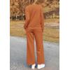 imagePRETTYGARDEN Womens 2025 Fall 2 Piece Outfits Long Sleeve Pullover Tops Wide Leg Pants Matching Lounge Sets Fashion ClothingBrown Orange
