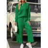 imagePRETTYGARDEN Womens 2025 Fall 2 Piece Outfits Long Sleeve Pullover Tops Wide Leg Pants Matching Lounge Sets Fashion ClothingGreen
