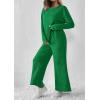 imagePRETTYGARDEN Womens 2025 Fall 2 Piece Outfits Long Sleeve Pullover Tops Wide Leg Pants Matching Lounge Sets Fashion ClothingGreen