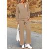 imagePRETTYGARDEN Womens 2025 Fall 2 Piece Outfits Long Sleeve Pullover Tops Wide Leg Pants Matching Lounge Sets Fashion ClothingKhaki