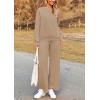 imagePRETTYGARDEN Womens 2025 Fall 2 Piece Outfits Long Sleeve Pullover Tops Wide Leg Pants Matching Lounge Sets Fashion ClothingKhaki