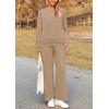 imagePRETTYGARDEN Womens 2025 Fall 2 Piece Outfits Long Sleeve Pullover Tops Wide Leg Pants Matching Lounge Sets Fashion ClothingKhaki
