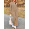 imagePRETTYGARDEN Womens 2025 Fall 2 Piece Outfits Long Sleeve Pullover Tops Wide Leg Pants Matching Lounge Sets Fashion ClothingKhaki