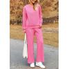 imagePRETTYGARDEN Womens 2025 Fall 2 Piece Outfits Long Sleeve Pullover Tops Wide Leg Pants Matching Lounge Sets Fashion ClothingPink