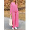 imagePRETTYGARDEN Womens 2025 Fall 2 Piece Outfits Long Sleeve Pullover Tops Wide Leg Pants Matching Lounge Sets Fashion ClothingPink