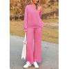 imagePRETTYGARDEN Womens 2025 Fall 2 Piece Outfits Long Sleeve Pullover Tops Wide Leg Pants Matching Lounge Sets Fashion ClothingPink