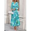 imagePRETTYGARDEN Womens 2025 Fall Boho Maxi Dresses Floral Long Sleeve V Neck Flowy Elegant Wedding Guest Dress Vacation OutfitsBlue